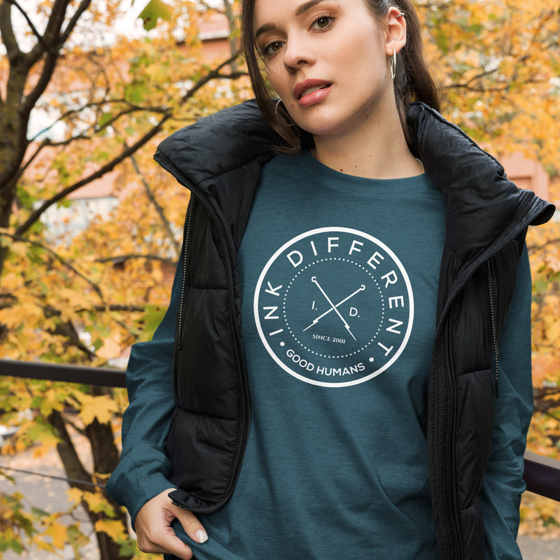 Good Humans Genderless Long Sleeve Tee - White Print